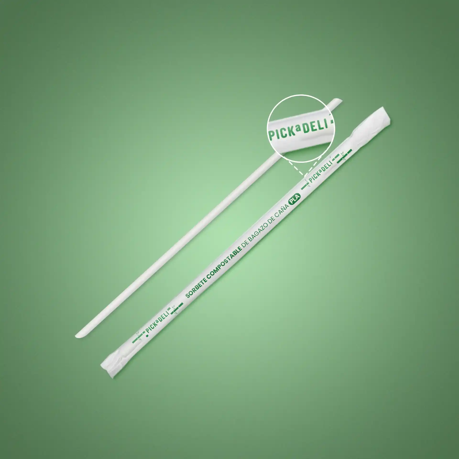 Sorbete biodegradable con diseño personalizado para Pickadeli, cliente de Biopacking