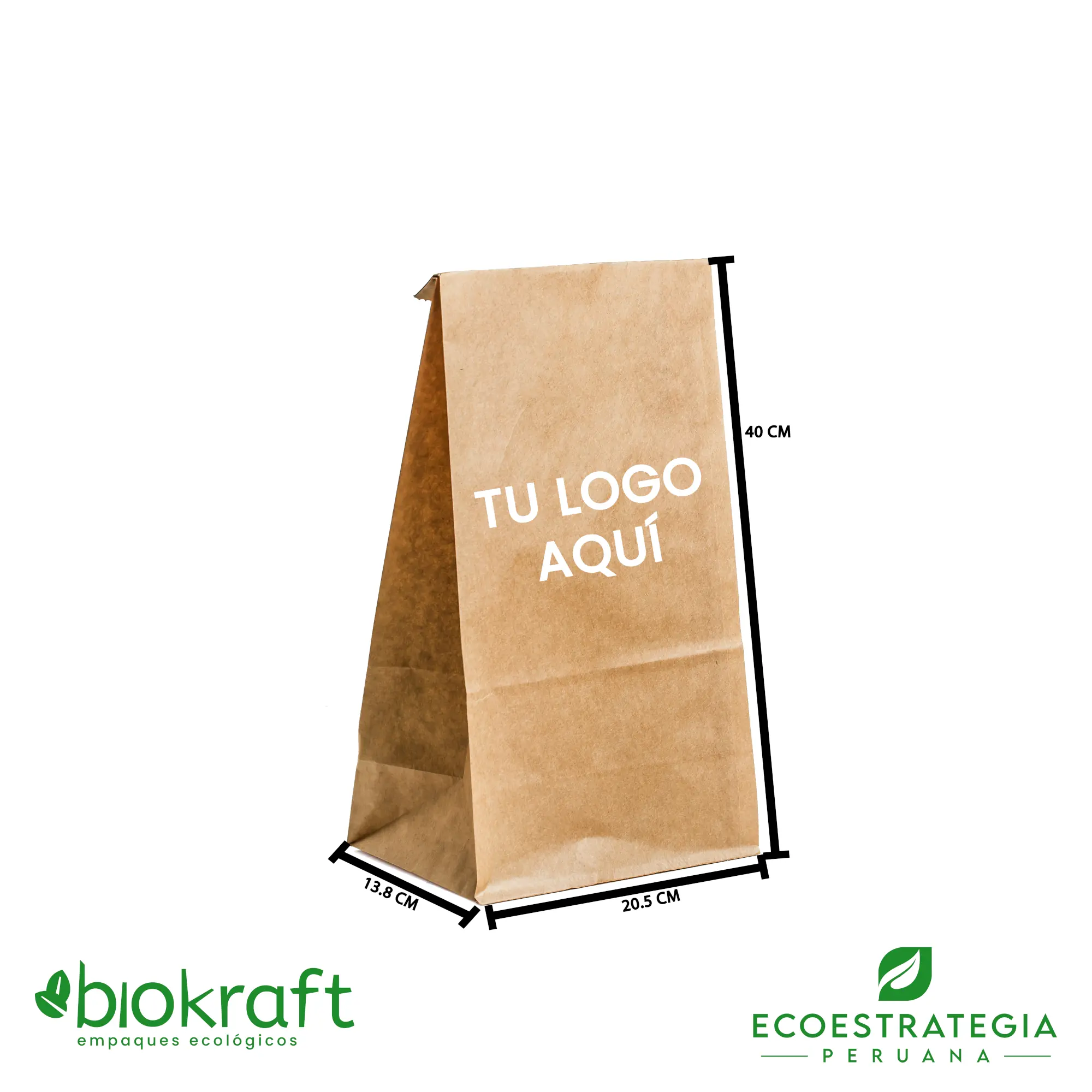 Bolsa de papel kraft biodegradable #25, de 60 gr de grosor y 23 gr de peso, ecológica y reutilizable, ideal para delivery y empaques personalizados