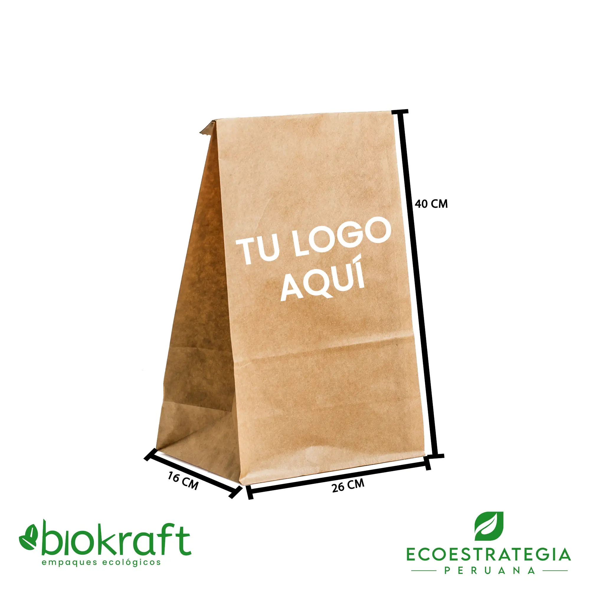 Bolsa de papel kraft biodegradables para delivery ecológico, ideales para transportar alimentos frescos