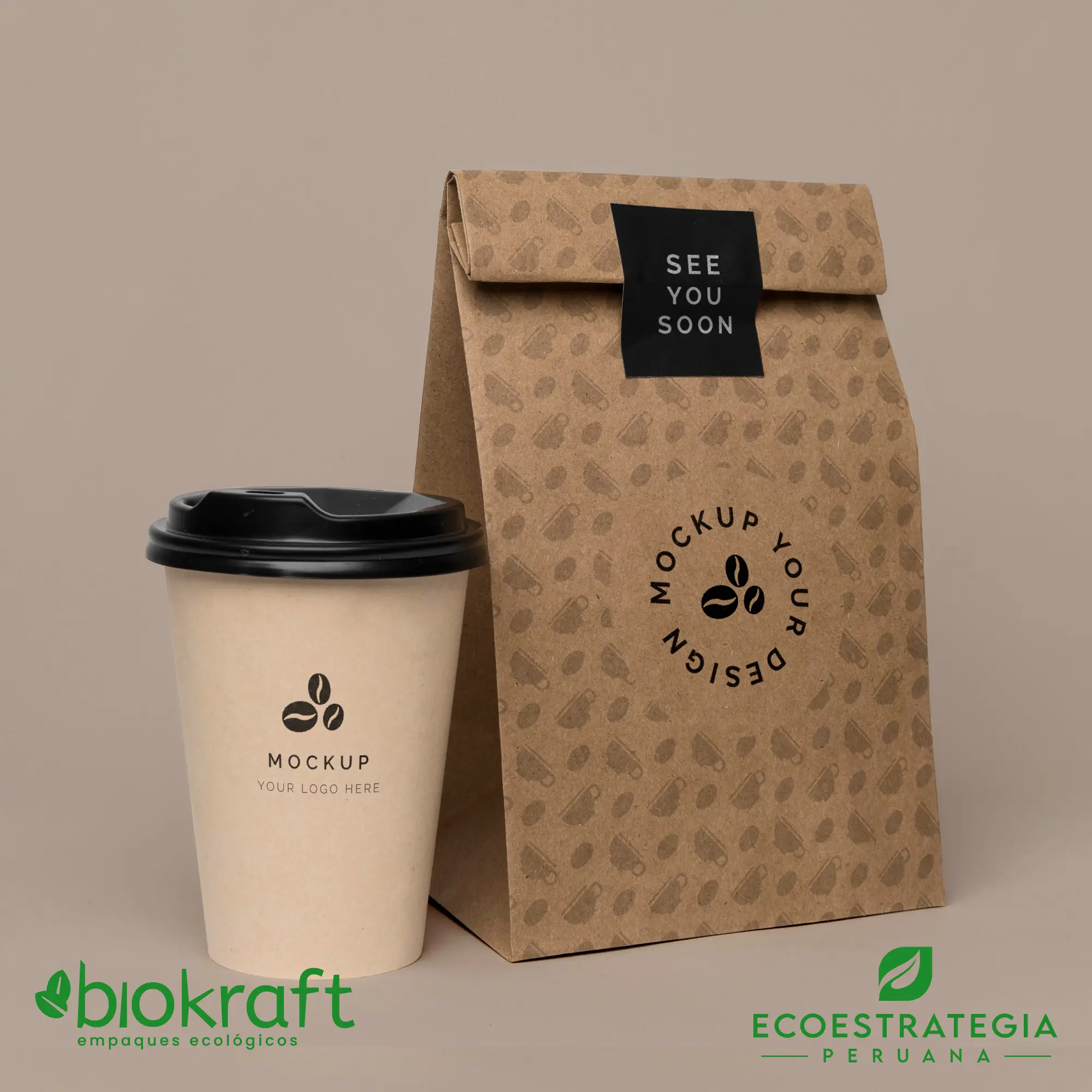 Embalaje responsable con bolsa kraft grande #30 hecha de papel biodegradable para delivery de productos grandes o pesados