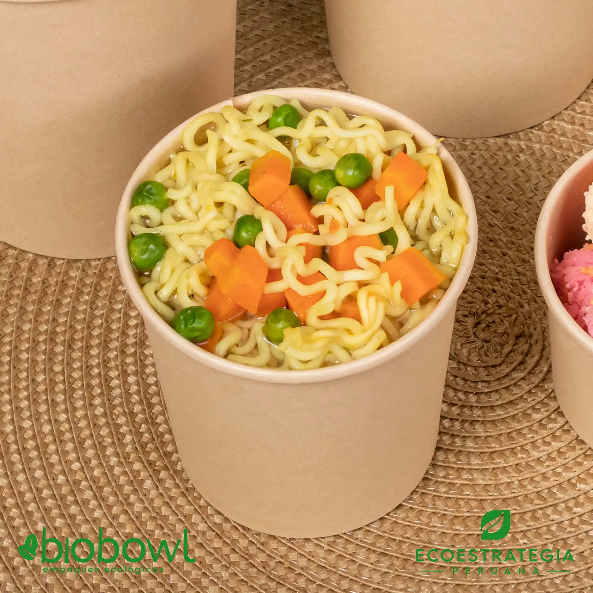 Bowl 16oz sopero Contenedor de bambú compostable y seguro para comidas líquidas listas para llevar.