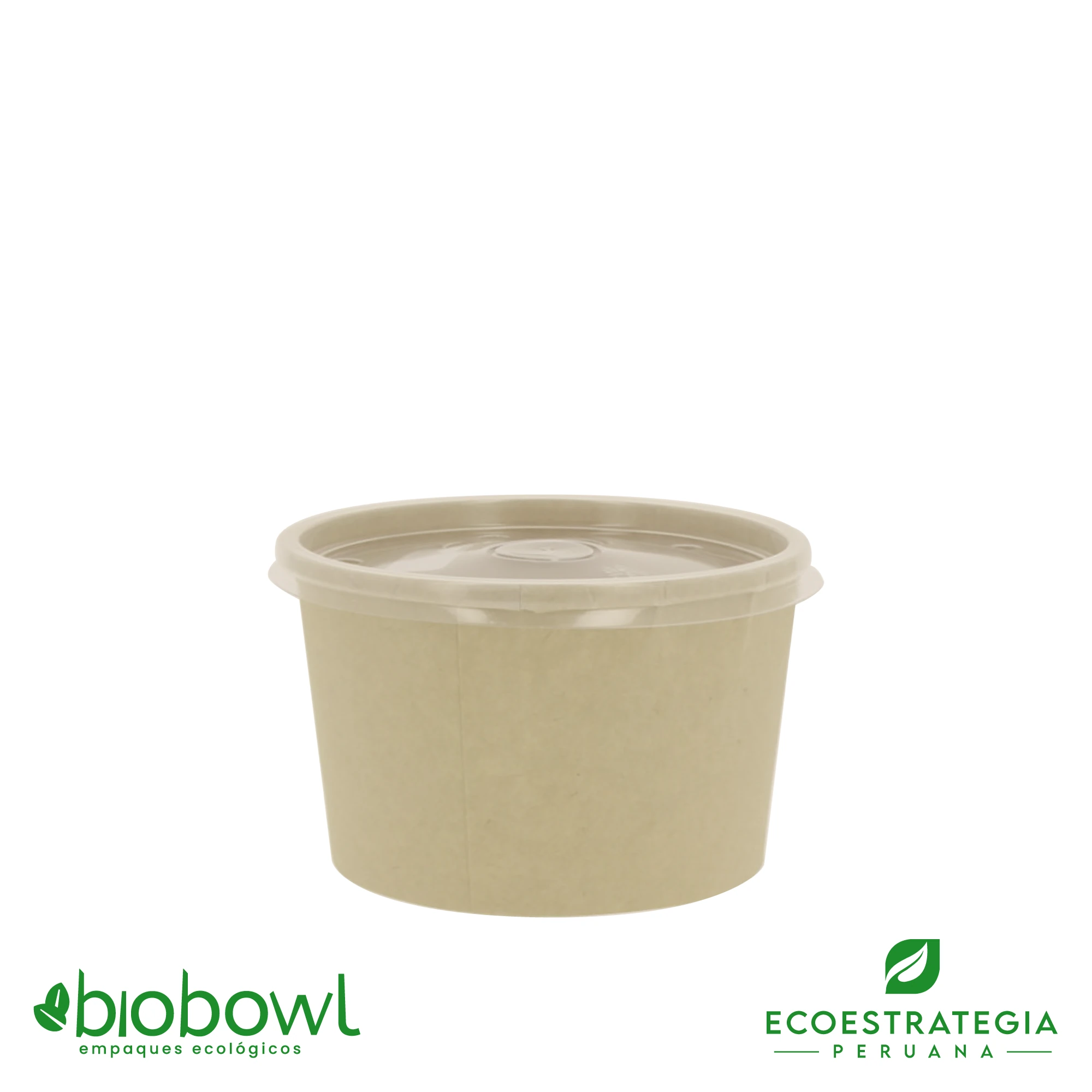 Envase ecológico tipo bowl de bambú 8oz, ideal para sopas y comidas calientes. Producto compostable y resistente para negocios sustentables.