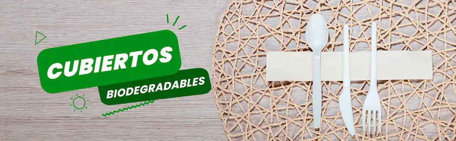 Banner de Biopaking mostrando la categoría de Cubiertos biodegradables, soluciones ecológicas para negocios sostenibles