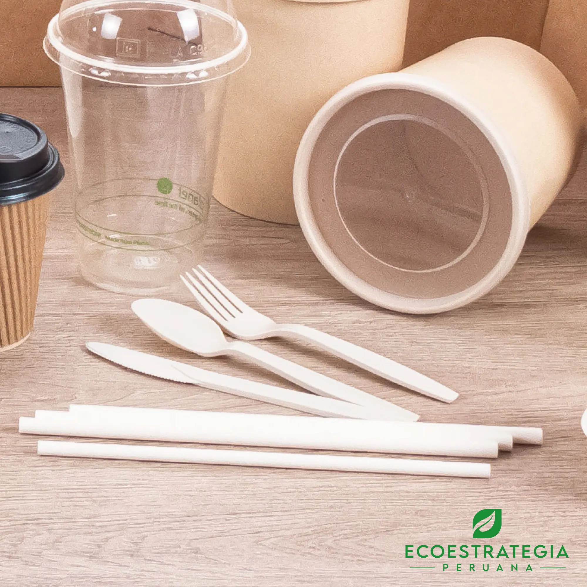 Cuchara biodegradable elaborada con fécula de maíz. Producto ecoamigable ideal para empresas sostenibles y eventos ecológicos.
