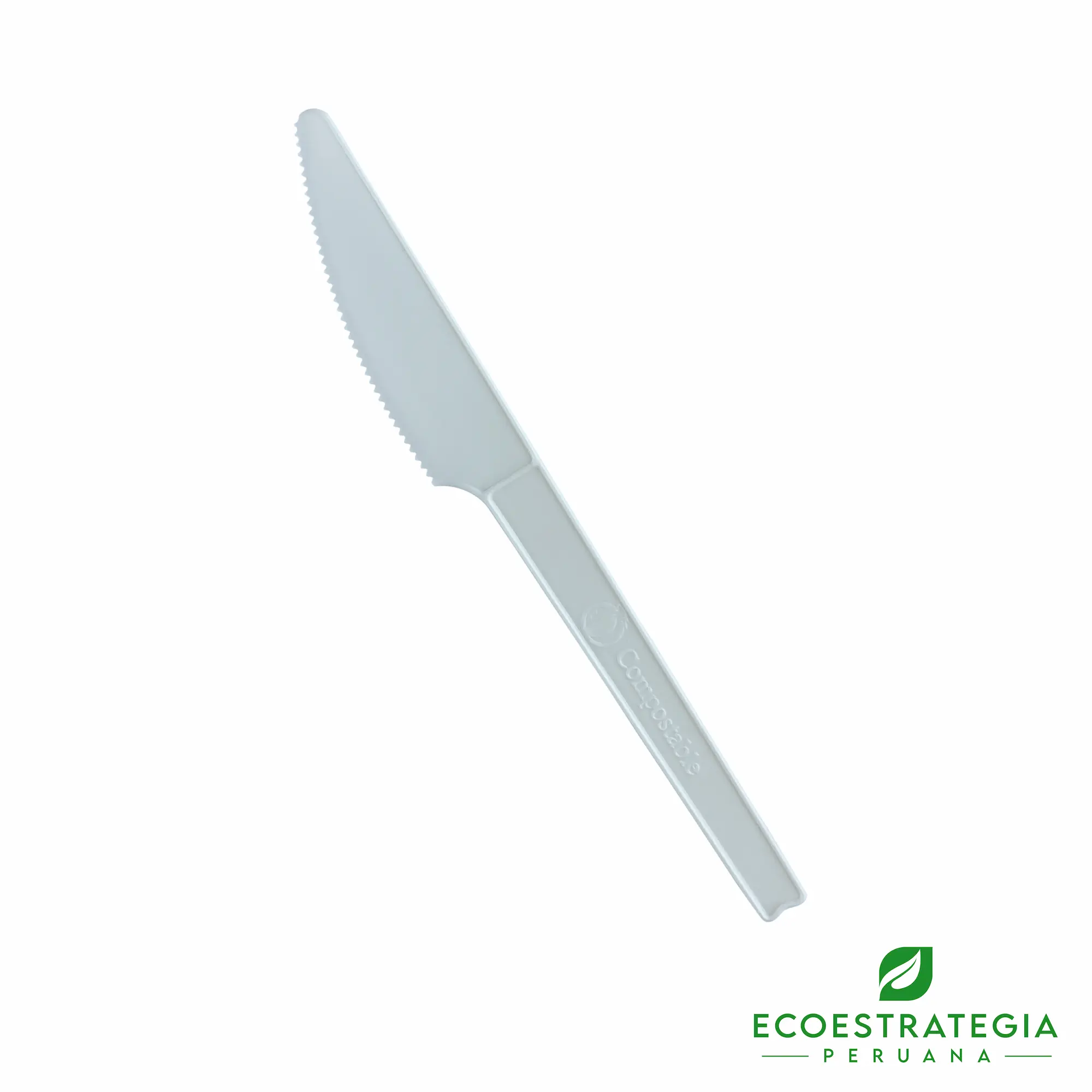 Cuchillos biodegradables de fécula de maíz 15cm, perfecto para delivery de alimentos fríos y calientes. Solución sostenible y resistente para negocios ecoamigables