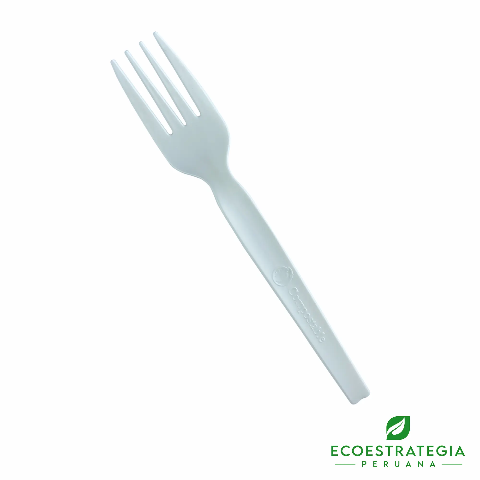 Tenedores biodegradables de fécula de maíz 15cm, ideal para delivery ecológico de alimentos
