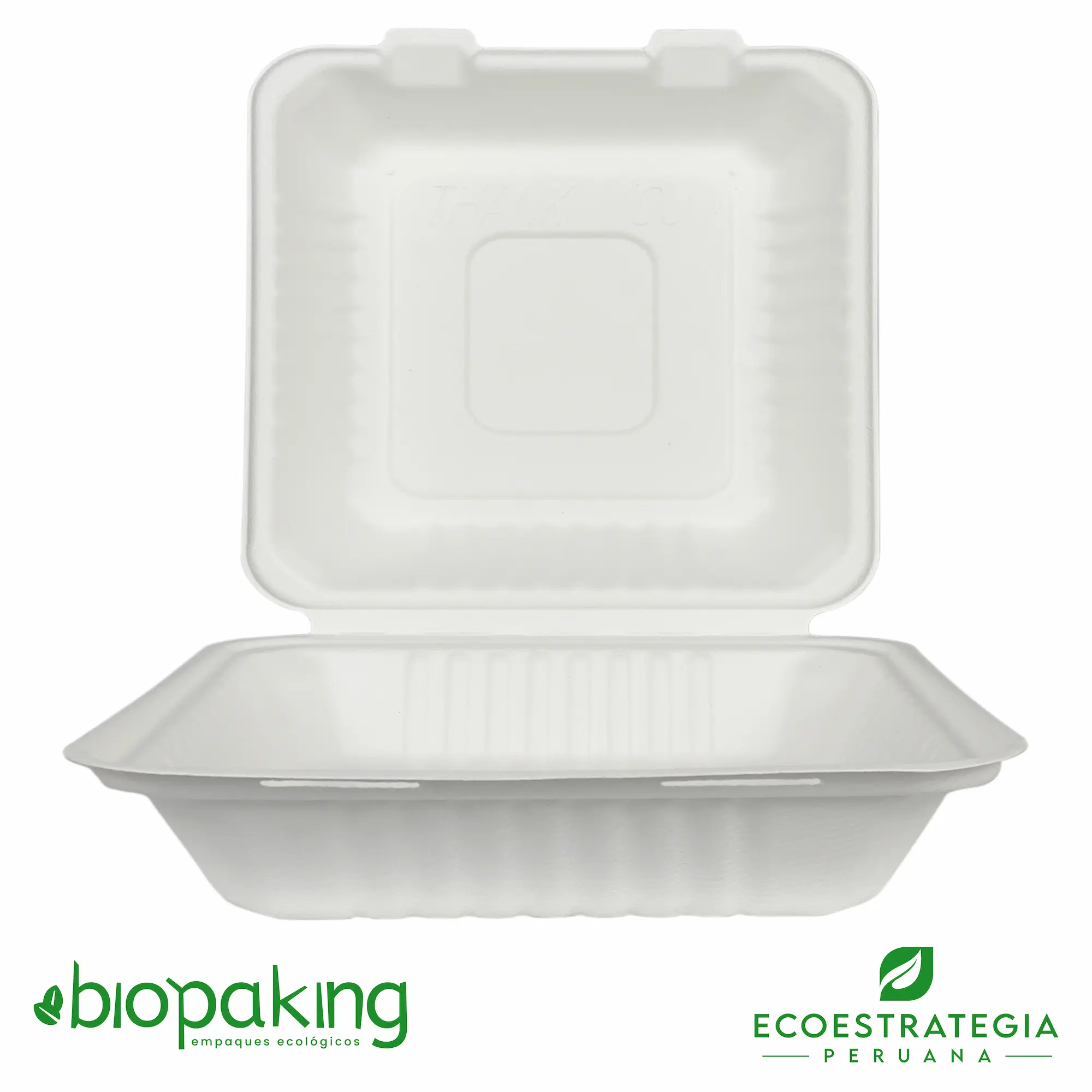 Envase biodegradable CT1 de 1500ml, fabricado con fibra de caña de azúcar, ideal para almacenar alimentos de gran volumen