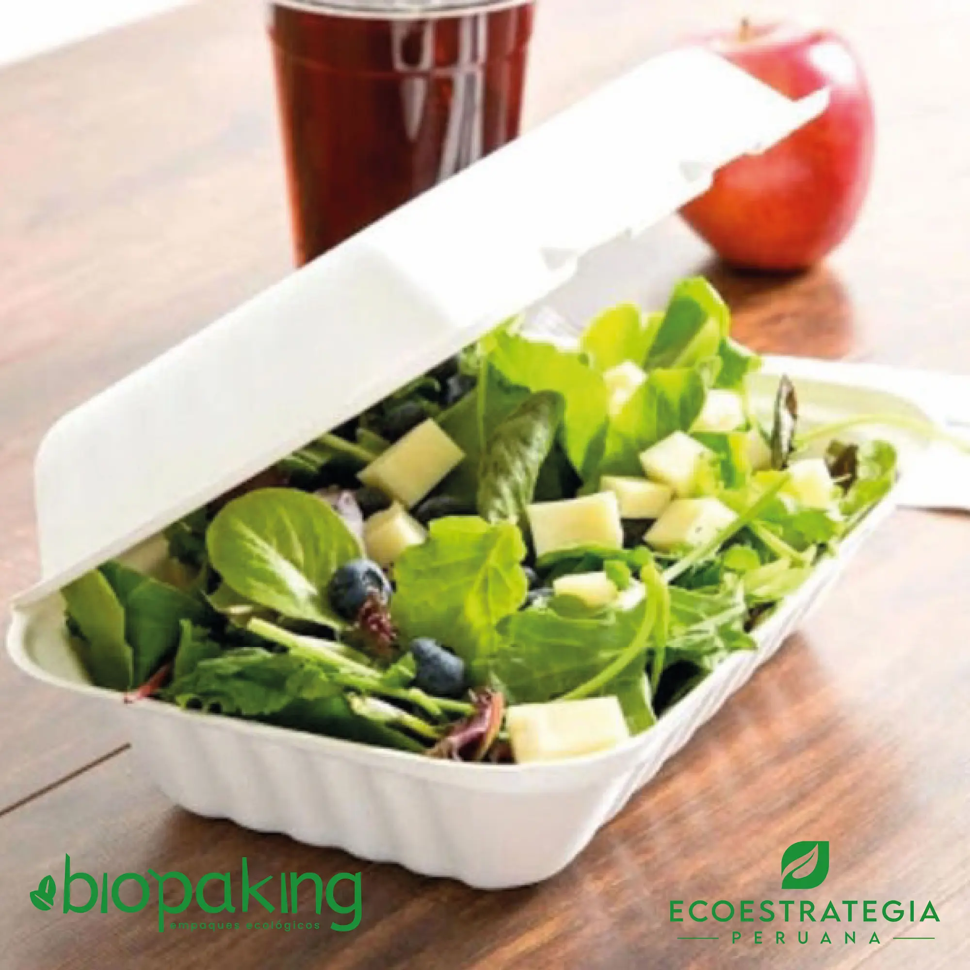 Contenedor ecológico 900ml ideal para delivery de menús completos y comida rápida