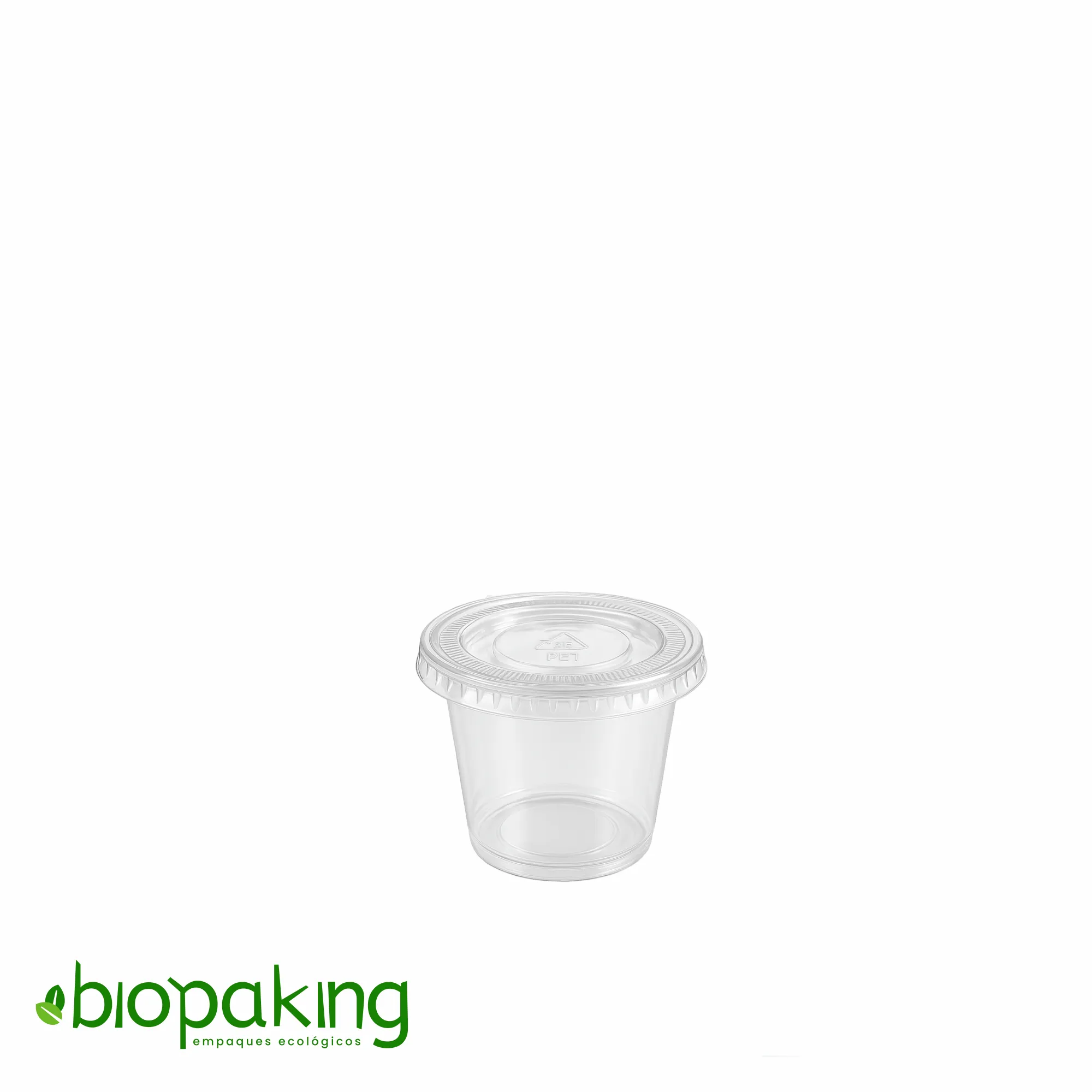 Salseros pet de 2oz con tapa hermética reciclable, ideales para restaurantes Reciclables con Cierre Seguro  .
