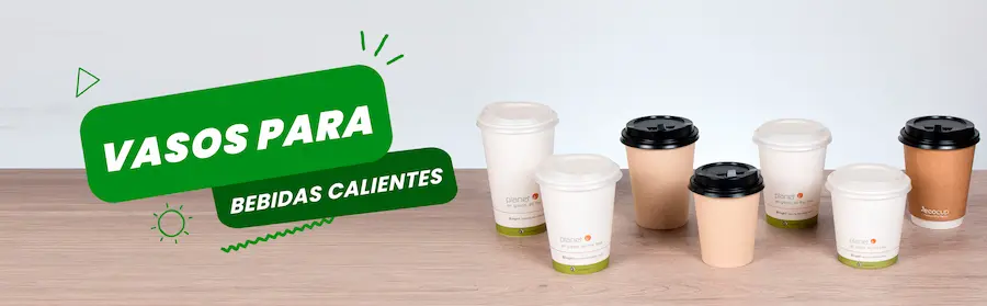 Vasos biodegradables para bebidas calientes, ideales para café y té en envases ecológicos