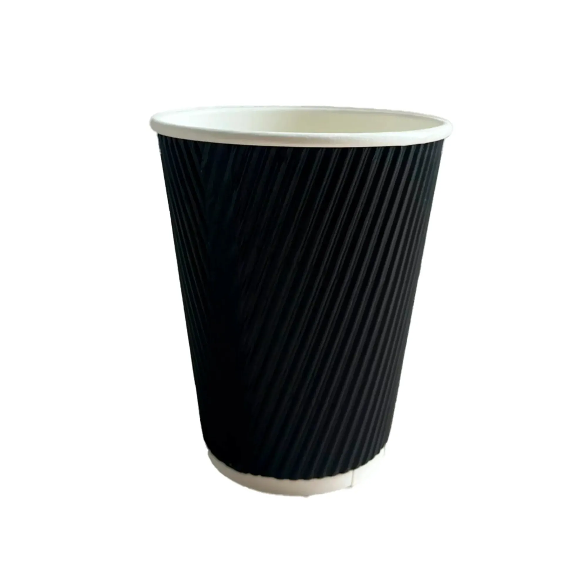 Vaso corrugado biodegradable de 8oz color negro, ideal para café y bebidas calientes. Fabricado en polipapel ecológico resistente al calor.