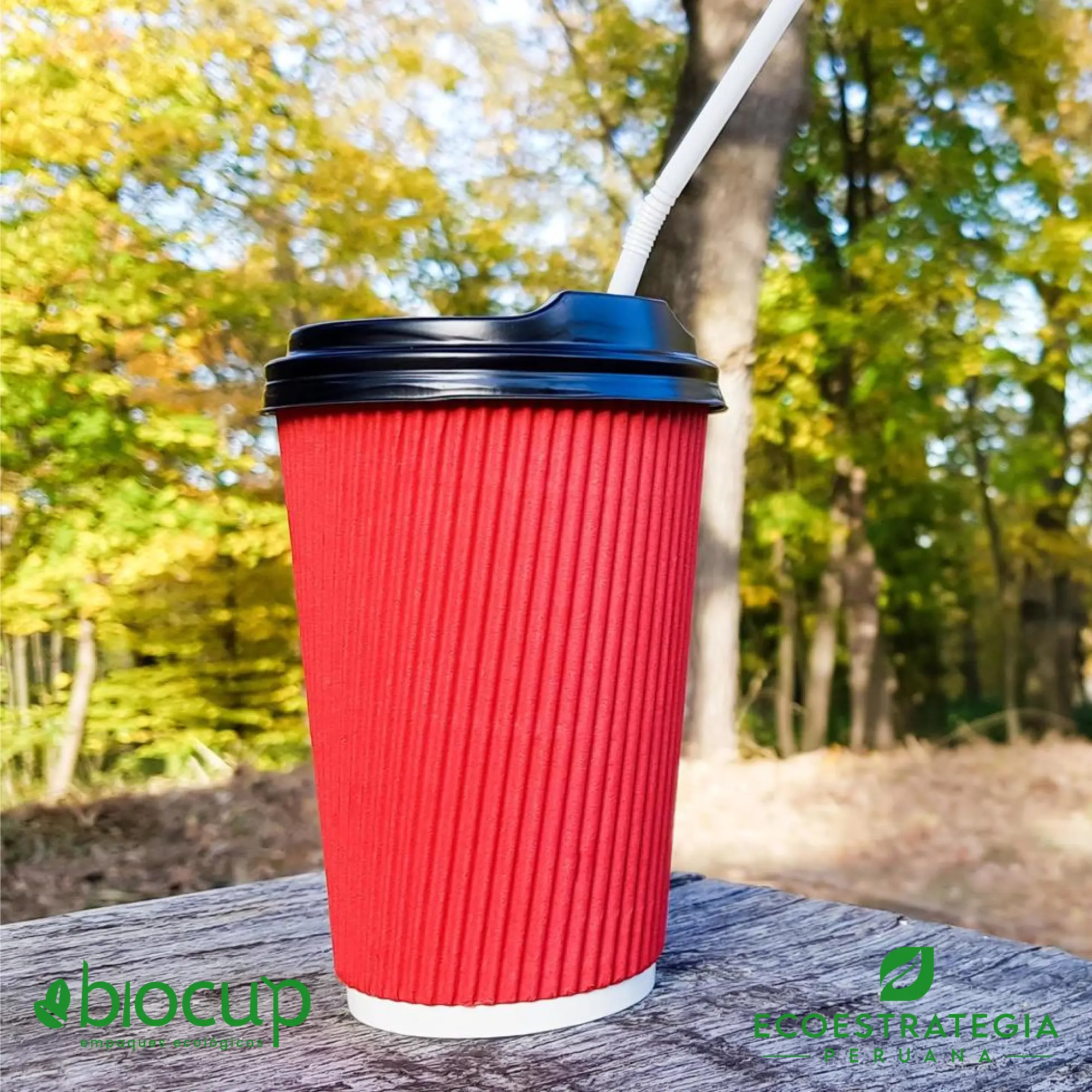 Vaso rojo 8oz corrugado ideal para servir café caliente sin quemar la mano